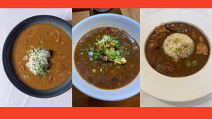 3 different bowls of gumbo
