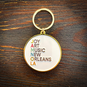 Joy Art Music Keychain  White Enamel