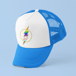Loud & Proud Neon Thunderbolt Pride Trucker Hat Neon Blue
