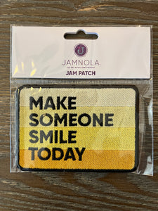 Make someone smile today embroidered patch with yellow gradient