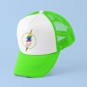 Loud & Proud Neon Thunderbolt Pride Trucker Hat Neon Green