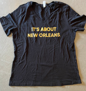 Black V Neck It's About New Orleans Tee Shirt