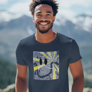 Nola Is My Happy Place Map Tee using the bend of the river as a smiley face