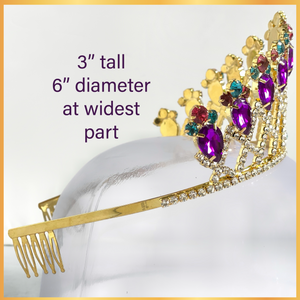 Gold and Purple Tiara with Pink and Teal Stones – Be JAMNOLA Royalty!