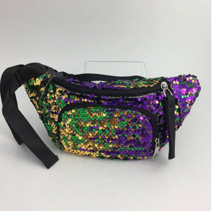 Mardi Gras purple, gold and green Sequin Fanny Pack 