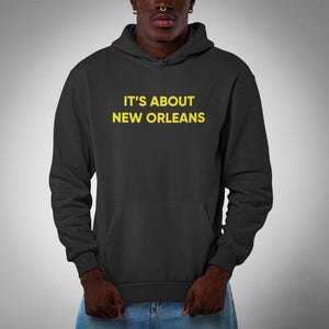 lt's About New Orleans Black and Gold Heavyweight Hoodie