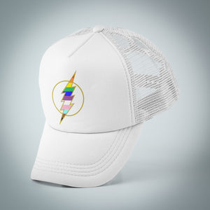 Pride Lightning Bolt Trucker Hat (White)